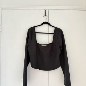 Abercrombie & Fitch Black Long Sleeve Crop Top
